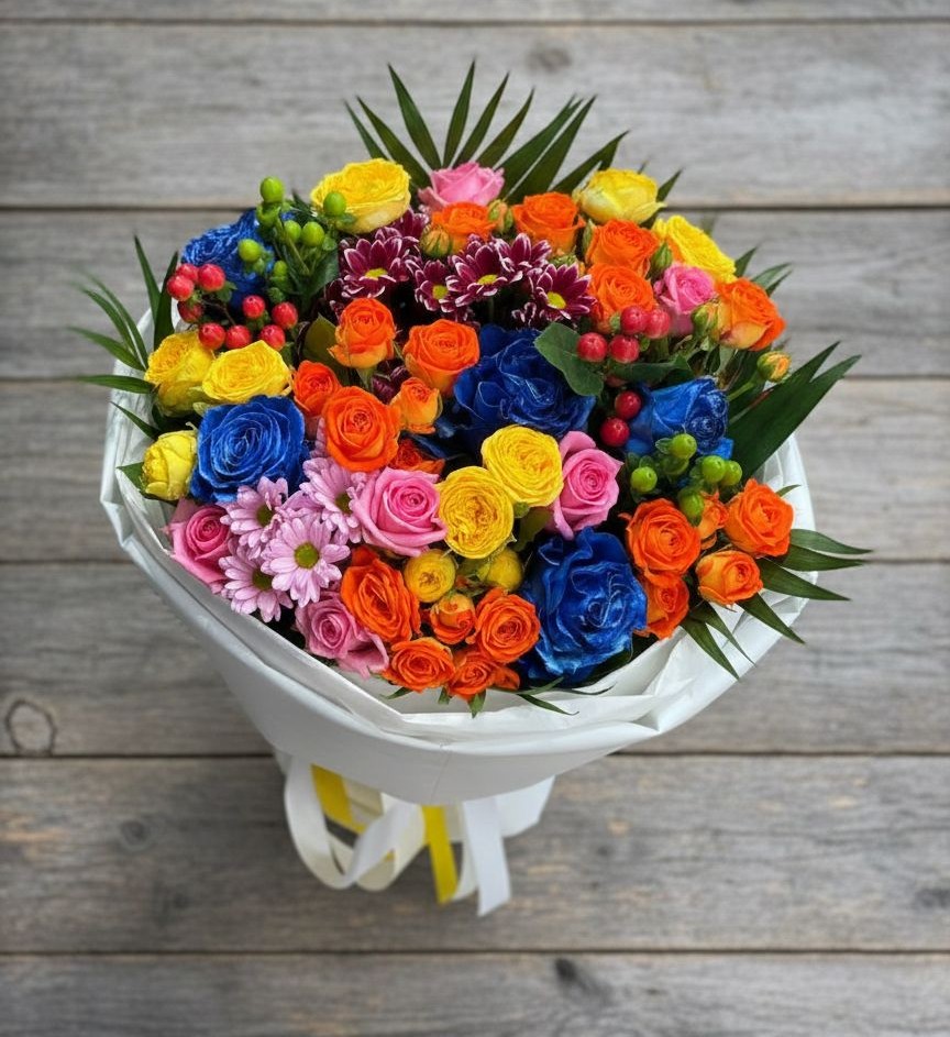 Букет цветов из: Розы и Хризантемы в Пластуновской