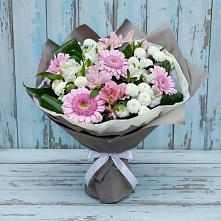 Букет цветов из:  Герберы, Альстромерии и Хризантемы #REPLACE_PRED# Пластуновской
