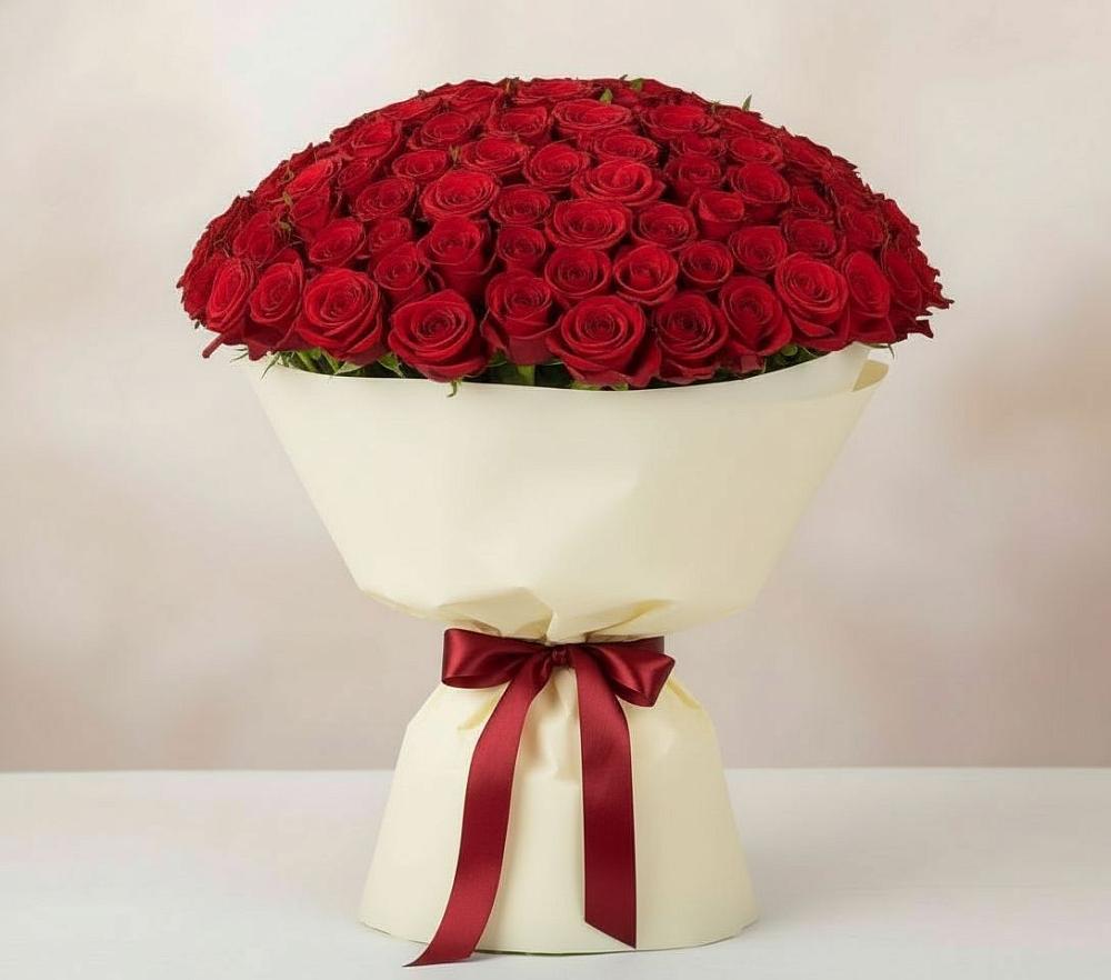 Букет 101 Красная роза Милано в Пластуновской