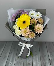 Букет цветов из:  Розы, Герберы и Хризантемы в Пластуновской