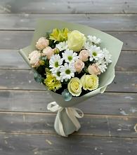 Букет цветов из:  Альстромерии, Розы и Хризантемы в Пластуновской